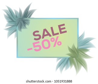 Sales background for creative and beautiful use. Flowers explosion with square box for text. Abstract vector sale art illustration