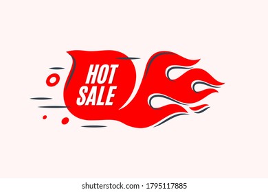 Sales background template design with flame. Hot sale sign. Vector illustration