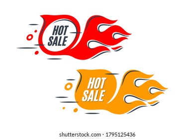 Sales background template design with flame. Hot sale sign. Vector illustration