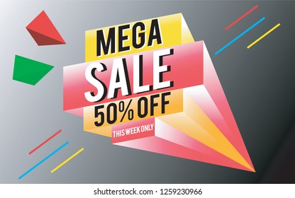 Sales Banner 3D In Vector Format.