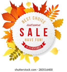 Sales banner with autumn leaves