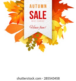 Sales banner with autumn leaves