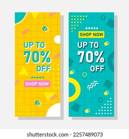 Sales banner collection in memphis style vector