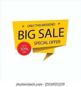 sales banner origami style vector