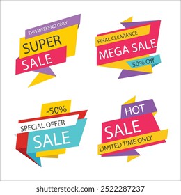 sales banner origami style vector
