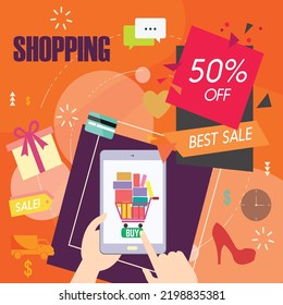 sales banner shopping design elements colored modern design