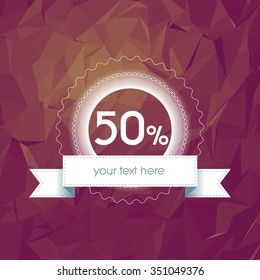 Sales banner template with badge and ribbon, space for promotional text. Sale poster tag special offers advertising. Eps10 vector illustration.