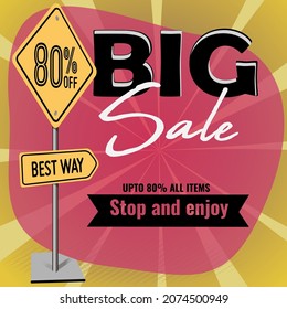 Sales banner template design on road signs. great special sale offer. Special offer banner. vector illustration.