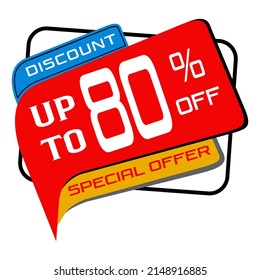 Sales banner template design for social media and website. Special Offer Sale 80% Off campaign or promotion. Vektor illustration