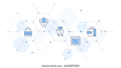 Ilustración vectorial de Anuncio de ventas con estilo de icono en el medio. Icono de línea Duotone. Conteniendo. venta, salespipeline, ventas, calendario.