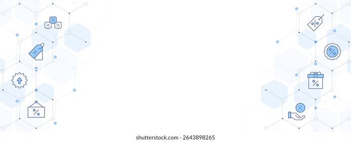 Sales Banner Vector Illustration with Two-sided Icon Style. Line Duotone icon. Containing. discount, pricetag, sale.