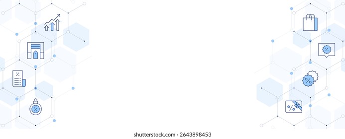 Sales Banner Vector Illustration with Two-sided Icon Style. Line Duotone icon. Containing. sales, garage, bill, giftcard, discount, offer, shoppingbag.