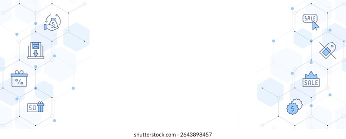 Sales Banner Vector Illustration with Two-sided Icon Style. Line Duotone icon. Containing. salesenablement, discount, giftbox, sale, sales, nosales.