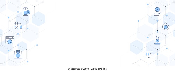 Sales Banner Vector Illustration with Two-sided Icon Style. Line Duotone icon. Containing. nosales, shoppingbag, web, percent, hotsale, discount.