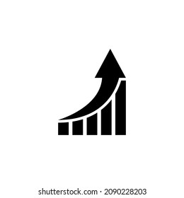Sales Bar Chart, Business Rating Growing Graph. Flat Vector Icon illustration. Simple black symbol on white background. Sales Bar Chart Growing Graph sign design template for web and mobile UI element