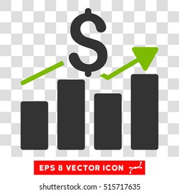 Sales Bar Chart EPS vector pictograph. Illustration style is flat iconic bicolor eco green and gray symbol.