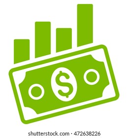 Sales Bar Chart icon. Vector style is flat iconic symbol with rounded angles, eco green color, white background.