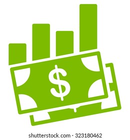 Sales Bar Chart vector icon. Style is flat symbol, eco green color, rounded angles, white background.