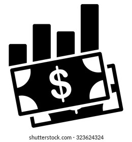 Sales Bar Chart vector icon. Style is flat symbol, black color, rounded angles, white background.