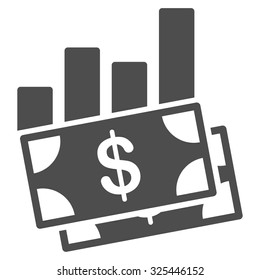 Sales Bar Chart vector icon. Style is flat symbol, gray color, rounded angles, white background.