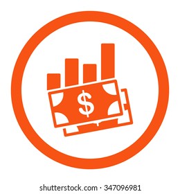 Sales Bar Chart vector icon. Style is flat rounded symbol, orange color, rounded angles, white background.