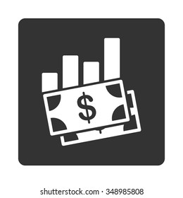 Sales Bar Chart vector icon. Style is flat rounded square button, white and gray colors, white background.