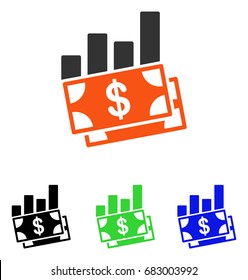 Sales Bar Chart vector pictogram. Illustration style is a flat iconic colored symbol with different color versions.