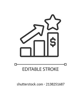 Sales Bonus Pixel Perfect Linear Icon. Compensation Plan. Monetary Incentive. Forecast Financials. Thin Line Illustration. Contour Symbol. Vector Outline Drawing. Editable Stroke. Arial Font Used