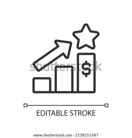 Sales bonus pixel perfect linear icon. Compensation plan. Monetary incentive. Forecast financials. Thin line illustration. Contour symbol. Vector outline drawing. Editable stroke. Arial font used
