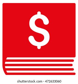 Sales Book icon. Vector style is flat iconic symbol with rounded angles, red color, white background.