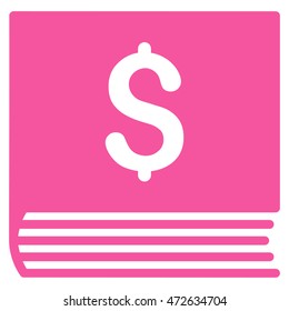 Sales Book icon. Vector style is flat iconic symbol with rounded angles, pink color, white background.