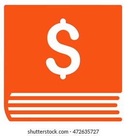 Sales Book icon. Vector style is flat iconic symbol with rounded angles, orange color, white background.