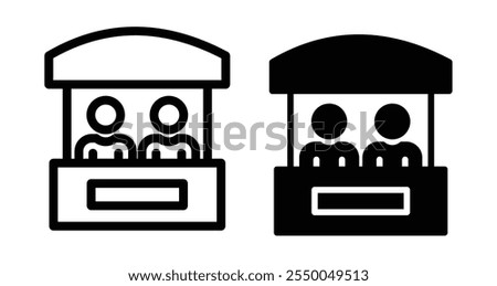 Sales booth Icon set in black filled and line.