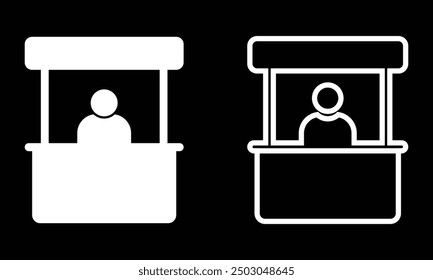 Sales booth icon. Sales booth icon or stand set in black and white. Design eps 10