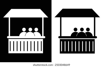 Symbol für Verkaufsstand. Icon oder Ständer für Verkaufsstände in Schwarz-Weiß. Entwurf eps 10