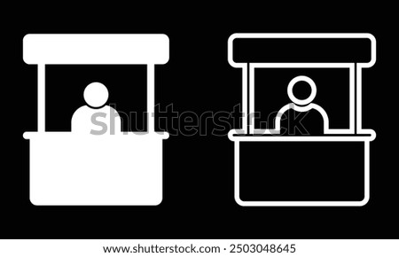 Sales booth icon. Sales booth icon or stand set in black and white. Design eps 10