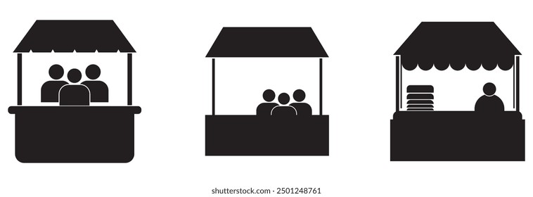 Sales booth icon vector symbol in black filled style design eps 10