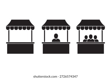 Sales booth or stand vector icon set