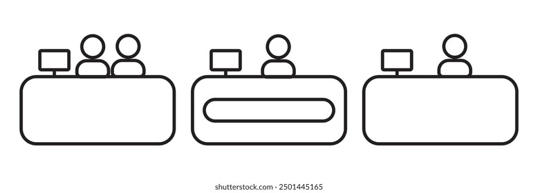 Sales booth symbol icon on a white background
