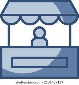 sales booth vector icon transparent background. replaceable blue color design