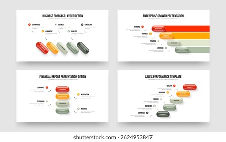 Sales Briefing 5 4 4 5 Option Diagram Frame Template Collection. Creative Plan Five Four Four Five Element Infographic Slide Design Vector Illustration Set.