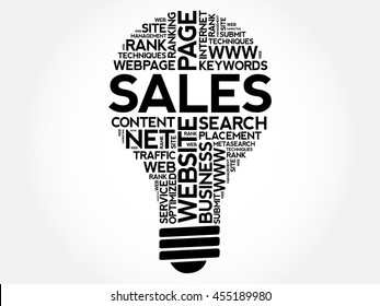 SALES bulb word cloud collage, business concept background