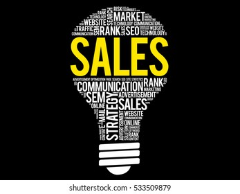 SALES bulb word cloud collage, business concept background