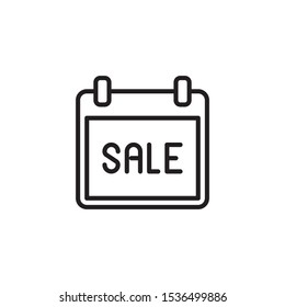 Sales calendar line style icon. Marketing, shopping and sale  icon for design, websites, web design, mobile app.