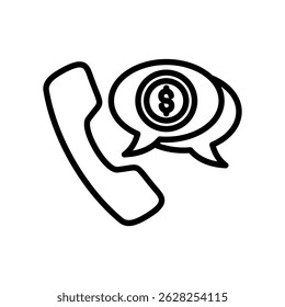 Sales Call Vector Lineal Icon On White Background.
