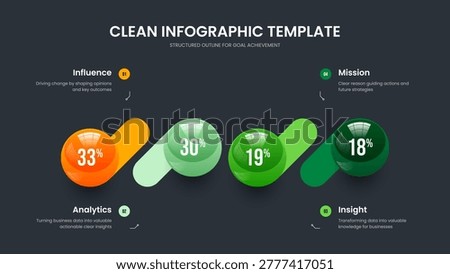 Sales Campaign Four Element Infographic Slide Design. Educational Development Presentation Layout Vector Illustration. Visual Showcase 4 Step Diagram Frame Template.