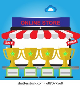 Sales champion of E-Commerce web site using for shopping online by customer or Online shoping Concept