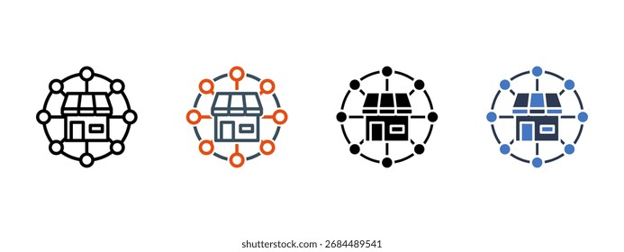 Canal de ventas Ilustración vectorial de estilo de icono múltiple
