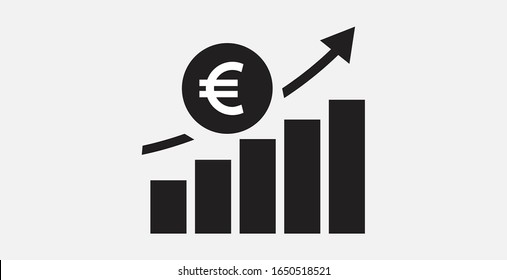 Sales Chart Icon. Profit, Progress Icon. Euro Vector Icon. Increasing Revenue Icon