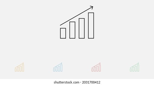 Sales Chart Icon. Profit, Progress Icon. Increasing Revenue Icon. Line Icon. Set Of Colorful Flat Design Icons